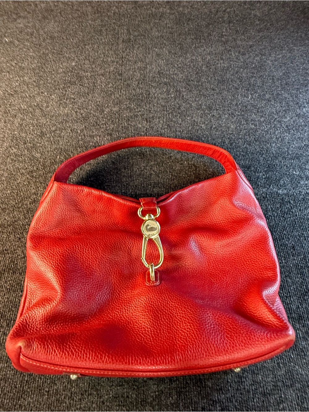 Dooney & Bourke Red Leather Shoulder Bag with Gold Hardware